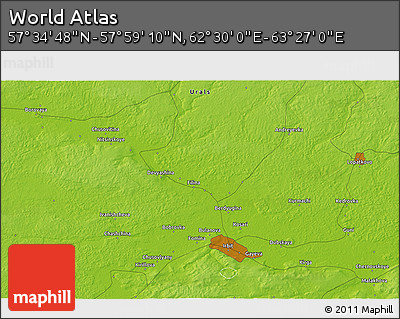Physical 3D Map of the Area around 57° 46' 59" N, 62° 58' 30" E