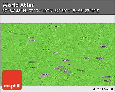 Political 3D Map of the Area around 57° 46' 59" N, 62° 58' 30" E
