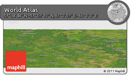 Satellite Panoramic Map of the Area around 57° 46' 59" N, 65° 31' 30" E