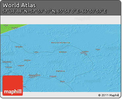 Political 3D Map of the Area around 57° 46' 59" N, 66° 22' 30" E