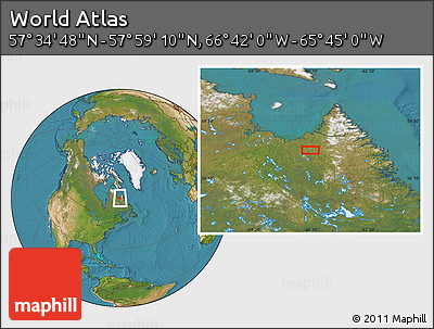 Satellite Location Map of the Area around 57° 46' 59" N, 66° 13' 29" W