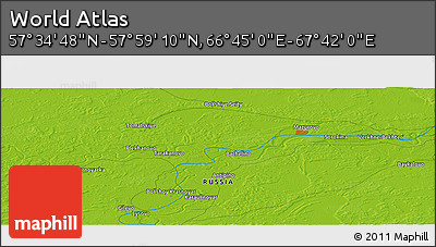 Physical Panoramic Map of the Area around 57° 46' 59" N, 67° 13' 29" E