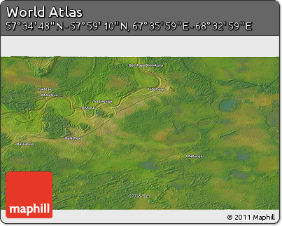 Satellite 3D Map of the Area around 57° 46' 59" N, 68° 4' 29" E