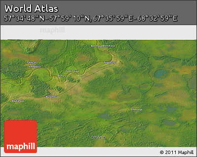 Satellite 3D Map of the Area around 57° 46' 59" N, 68° 4' 29" E