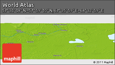 Physical Panoramic Map of the Area around 57° 46' 59" N, 68° 4' 29" E