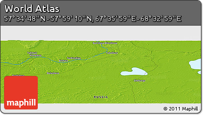 Physical Panoramic Map of the Area around 57° 46' 59" N, 68° 4' 29" E