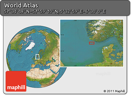 Satellite Location Map of the Area around 57° 46' 59" N, 6° 1' 30" E