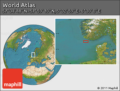 Satellite Location Map of the Area around 57° 46' 59" N, 6° 1' 30" E