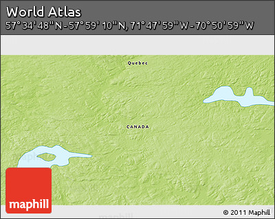 Physical 3D Map of the Area around 57° 46' 59" N, 71° 19' 29" W