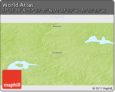 Physical 3D Map of the Area around 57° 46' 59" N, 71° 19' 29" W