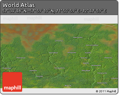 Satellite 3D Map of the Area around 57° 46' 59" N, 72° 19' 29" E