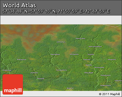Satellite 3D Map of the Area around 57° 46' 59" N, 72° 19' 29" E