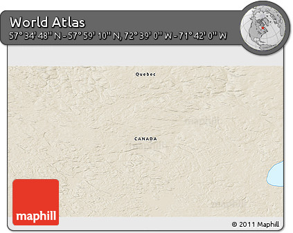 Shaded Relief 3D Map of the Area around 57° 46' 59" N, 72° 10' 30" W