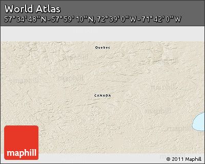 Shaded Relief 3D Map of the Area around 57° 46' 59" N, 72° 10' 30" W