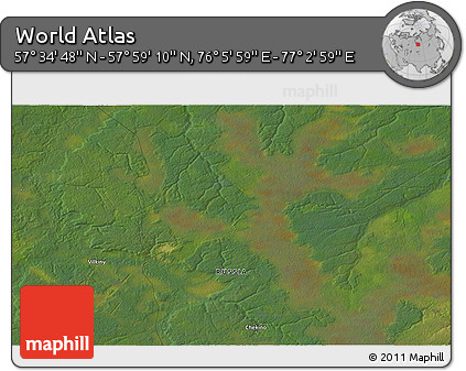 Satellite 3D Map of the Area around 57° 46' 59" N, 76° 34' 29" E