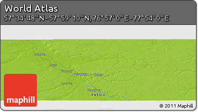 Physical Panoramic Map of the Area around 57° 46' 59" N, 77° 25' 30" E