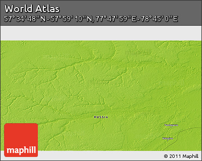 Physical 3D Map of the Area around 57° 46' 59" N, 78° 16' 30" E