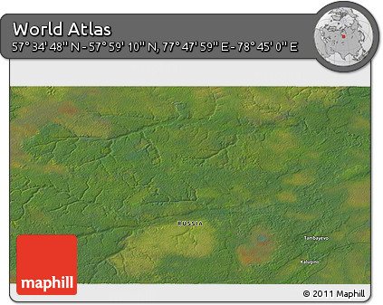 Satellite 3D Map of the Area around 57° 46' 59" N, 78° 16' 30" E