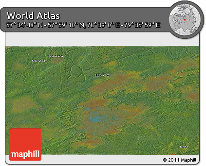 Satellite 3D Map of the Area around 57° 46' 59" N, 79° 7' 30" E