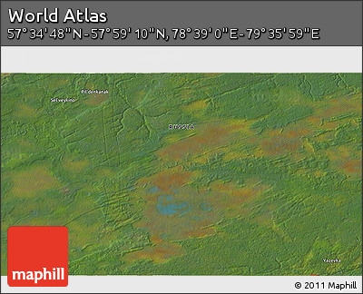 Satellite 3D Map of the Area around 57° 46' 59" N, 79° 7' 30" E