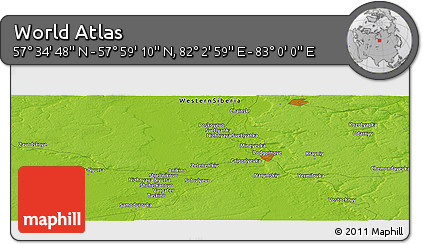Physical Panoramic Map of the Area around 57° 46' 59" N, 82° 31' 30" E