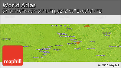 Physical Panoramic Map of the Area around 57° 46' 59" N, 82° 31' 30" E