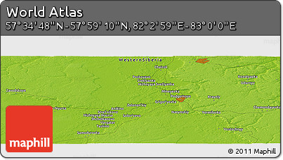 Physical Panoramic Map of the Area around 57° 46' 59" N, 82° 31' 30" E