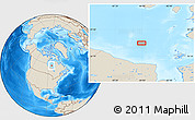 Shaded Relief Location Map of the area around 57° 46' 59" N, 84° 4' 29" W