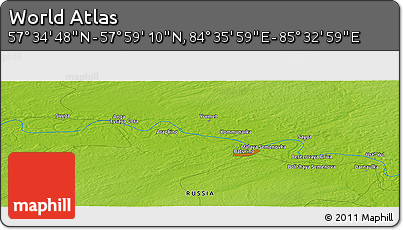 Physical Panoramic Map of the Area around 57° 46' 59" N, 85° 4' 29" E
