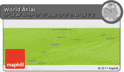 Physical Panoramic Map of the Area around 57° 46' 59" N, 85° 55' 30" E