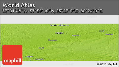 Physical Panoramic Map of the Area around 57° 46' 59" N, 85° 55' 30" E