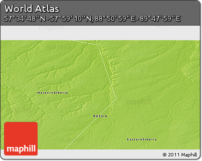 Physical 3D Map of the Area around 57° 46' 59" N, 89° 19' 29" E