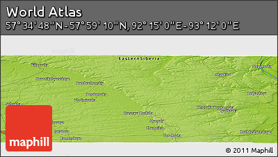 Physical Panoramic Map of the Area around 57° 46' 59" N, 92° 43' 29" E