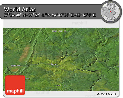 Satellite 3D Map of the Area around 57° 46' 59" N, 95° 16' 30" E
