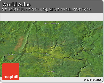 Satellite 3D Map of the Area around 57° 46' 59" N, 95° 16' 30" E