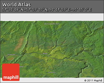 Satellite 3D Map of the Area around 57° 46' 59" N, 95° 16' 30" E