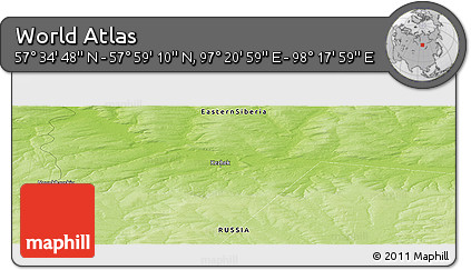 Physical Panoramic Map of the Area around 57° 46' 59" N, 97° 49' 29" E