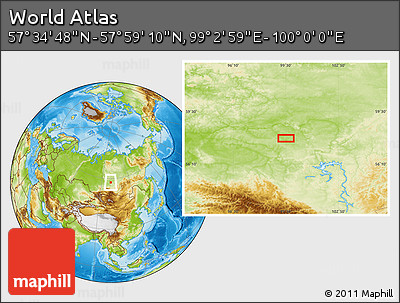 Physical Location Map of the Area around 57° 46' 59" N, 99° 31' 30" E