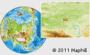 Physical Location Map of the area around 57° 46' 59" N, 99° 31' 30" E