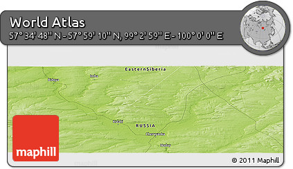 Physical Panoramic Map of the Area around 57° 46' 59" N, 99° 31' 30" E