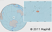 Gray Location Map of the area around 57° 10' 28" S, 100° 22' 30" E, hill shading