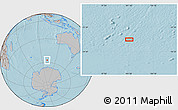 Gray Location Map of the area around 57° 10' 28" S, 101° 13' 29" E, hill shading