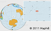 Political Location Map of the area around 57° 10' 28" S, 101° 13' 29" E
