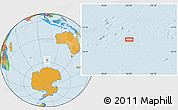 Political Location Map of the area around 57° 10' 28" S, 102° 4' 29" E
