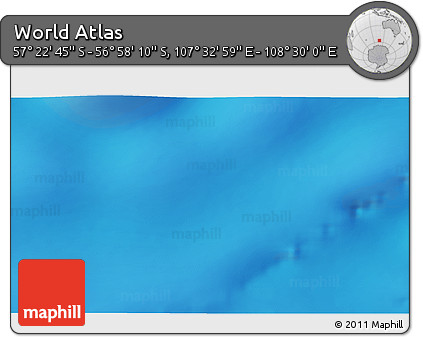 Physical 3D Map of the Area around 57° 10' 28" S, 108° 1' 30" E