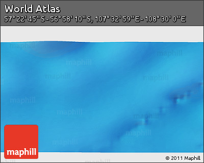 Physical 3D Map of the Area around 57° 10' 28" S, 108° 1' 30" E