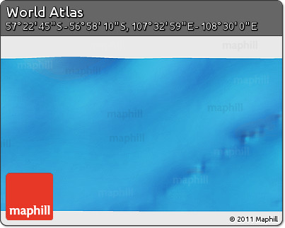 Physical 3D Map of the Area around 57° 10' 28" S, 108° 1' 30" E