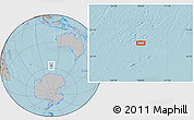 Gray Location Map of the area around 57° 10' 28" S, 108° 1' 30" E, hill shading