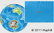 Physical Location Map of the area around 57° 10' 28" S, 119° 4' 29" E