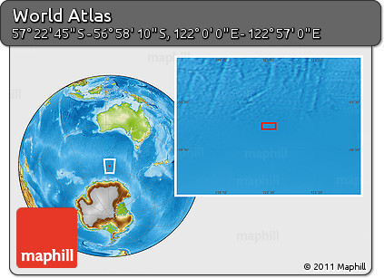 Physical Location Map of the Area around 57° 10' 28" S, 122° 28' 29" E